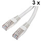 Paquete de 3 cables RJ45 categoría 6 F/UTP de 0,5 m (Beige) Paquete de 3 cables de red Cat 6
