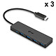 i-tec Lot de 3x USB-C Slim Passive Hub 4 Ports Lot de 3x Hubs USB 3.0 Type-C avec 4 ports USB 3.0 Type-A