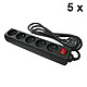 Pack of 5x 5-socket power strips with switch (Black) Pack of 5x 5-socket power strips with switch (black)
