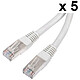 Pack of 5x RJ45 category 6 F/UTP 2 m cables (Beige) Pack of 5 Cat 6 network cables