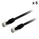 Textorm Juego de 5 cables FTP RJ45 CAT 6 - macho/macho - 0,5 m - Negro Juego de 5 cables de cobre FTP RJ45 de categoría 6 AWG 26/7 con cubierta apantallada - TX6FTP0.5N