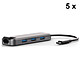 Bluestork Set de 5x Hub Office Pack de 5x Hubs USB-C 3 puertos USB-A 2.0 + 1 puerto HDMI + 1 puerto USB-C + 1 puerto Ethernet RJ45
