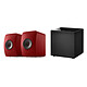 KEF LS50 Wireless II Red + Kube 10b Active wireless speakers 2 x 380W - MAT technology - Wi-Fi/Bluetooth/Ethernet - Chromecast/AirPlay 2 - HDMI eARC + 300 Watt subwoofer with 250 mm driver