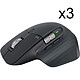 Logitech MX Master 3S (Graphite) (x3) 3x Wireless mouse - right-handed - 8000 dpi optical sensor - 7 buttons - exclusive thumb wheel - Logitech Flow technology
