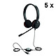 Jabra Set of 5 Evolve 20 UC Stereo Pack of 5 Lync-optimised stereo wired headsets for VoIP softphones