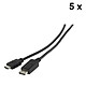 Lot de 5x Cordons DisplayPort mâle / HDMI mâle (1.8 mètre) Lot de 5x cordons DisplayPort / HDMI