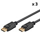 Goobay Lot de 3 Câbles DisplayPort 1.4 8K (2 m) Lot de 3 Câbles DisplayPort mâle vers DisplayPort mâle compatible 4K@120Hz et 8K@60Hz (2 mètres)