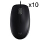 Logitech B110 Silent (Black) (x10) 10x Wired mouse - ambidextrous - 1000 dpi optical sensor - 3 buttons