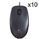 Logitech Mouse M90 (x10) 10x Wired mouse - ambidextrous - 1000 dpi optical sensor - 2 buttons