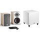 Dali Oberon 1 C Light Oak + Sound Hub Compact + SUB C-8 D White Wireless audio system with compact active 2 x 50W bookshelf speakers and Bluetooth aptX HD hub, HDMI ARC and S/PDIF inputs + 170 Watt RMS active subwoofer