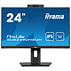 iiyama 23.8" LED - ProLite XUB2490HSUH-B1 Ecran PC Full HD 1080p - 1920 x 1080 pixels - 4 ms (gris à gris) - Format large 16/9 - Dalle IPS - 100 Hz - Adaptive-Sync - DisplayPort/HDMI - Pivot - Hub USB 3.0 - Webcam - Noir