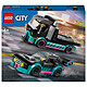 LEGO City 60406 La voiture de course et le camion de transport de voitures Jeu de Construction avec Véhicule de Compétition, Minifigurines de Pilote et Chauffeur de Camion, Cadeau Enfants Dès 6 Ans