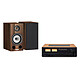 NAD C 3050 (Standard Edition) + Triangle Comète Ez Chestnut. Hybrid stereo amplifier 2 x 80 Watts - Wi-Fi/Bluetooth/AirPlay 2 - Gigabit Ethernet - BluOS Multiroom - HDMI eARC + Compact 80 W Bass-Reflex bookshelf speaker (pair).