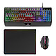 Mars Gaming MCP124 Combo para juegos 3 en 1 (Negro) . Combo teclado/ratón/alfombrilla con cable - interruptores mecánicos - sensor óptico de 3200 ppp - retroiluminación FRGB - AZERTY, francés .