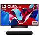 LG OLED65C4 + Bluesound Pulse Soundbar+ Black. 65" (164 cm) OLED evo 4K UHD TV - 120 Hz - Dolby Vision - Wi-Fi/Bluetooth/AirPlay 2 - G-Sync/FreeSync Premium - 4x HDMI 2.1 - Google Assistant/Alexa - 2.2 40W Dolby Atmos Sound + 120W Hi-Res Audio Soundbar.