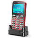 Doro 1880 Rouge Téléphone 4G LTE - Unisoc T107 - Ecran tactile 2.8" 240 x 320 - 17 Mo - Bluetooth 5.0 - 1000 mAh - compatible appareils auditifs