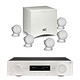 JBL MA310 Blanc + Cabasse Alcyone 3 Blanc 5.1 Ampli Home Cinéma 5.2 - 60 Watts - HDMI 4K - HDR10 - Bluetooth + Pack d'enceintes 5.1