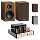 Divarte VTA-40BT + Triangle Elara LN01 Oak with double grille. Tube amplifier 2 x 25W - Bluetooth + Bookshelf speaker (pair) with double grille (Brown / Light Grey).