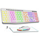 Advance R-Type Plus Series Blanco . Teclado inalámbrico para jugadores - retroiluminación RGB - interruptores de membrana - resistente a salpicaduras (AZERTY, francés) .