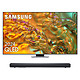 Samsung QLED TQ65Q80D + JBL Bar SB510 Téléviseur QLED 4K 65" (164 cm) - 100 Hz - Full LED Local Dimming - HDR10+ Adaptive - Wi-Fi/Bluetooth/AirPlay 2 - HDMI 2.1 - ALLM/VRR/FreeSync - Son 2.2 40W - Dolby Atmos sans fil + Barre de son 3.1 200W Dolby Audio