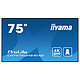 iiyama 75" LED - ProLite LH7575UHS-B1AG 3840 x 2160 pixels 16:9 - IPS - Dalle mate, Haze 25% - 1200:1 - 500 cd/m² - 8 ms - Android OS - HDMI/DisplayPort/DVI/VGA - Ethernet - Wi-Fi - Haut-parleurs intégrés 2x 16W - 24/7 - Noir