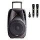 Gemini ES-15TOGO + GMU-M200 Black. Wireless Speaker 150 Watts RMS - Bluetooth - FM Tuner - USB/SD Memory Card - with 2 wireless microphones + Pack of 2 unidirectional (cardioid) wireless microphones - with 6.3 mm jack wireless receiver.