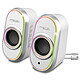 Spirit of Gamer Fanatic 500 (Blanc) Kit d'enceintes 2.0 - 6W RMS - Bluetooth 5.1/USB/Jack 3.5 mm - rétroéclairage RGB personnalisable - prise casque