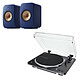 Audio-Technica AT-LP70XBT Noir + KEF LSX II Bleu Cobalt Platine vinyle à entraînement par courroie 2 vitesses (33-45 trs/min) avec Bluetooth 5.2 et pré-ampli intégré + Enceintes sans fil compactes actives 2 x 100W