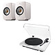 Audio-Technica AT-LP70XBT Blanc + KEF LSX II Blanc Platine vinyle à entraînement par courroie 2 vitesses (33-45 trs/min) avec Bluetooth 5.2 et pré-ampli intégré + Enceintes sans fil compactes actives 2 x 100W