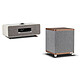 Ruark Audio R3S Gris Clair + RS1 Noyer Chaine Hifi - 30 Watts - Bluetooth 5.2 - double tuner FM/DAB - lecteur CD - écran OLED - RCA/Optique/USB + Caisson de basses actif 100 Watts RMS