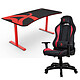 Arozzi Arena Torretta Desk Bundle (Rouge) Bureau  et siège pour gamer - longueur 160 cm - hauteur ajustable 71-81 cm - surface microfibre lavable - dossier inclinable 165° - accoudoirs 3D