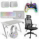 Mars Gaming Full Setup (Blanc) Ensemble complet pour gamer avec bureau, siège, clavier, souris, tapis de souris, kit d'enceintes, mico-casque et manette