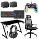 Mars Gaming Full Setup (Noir) Ensemble complet pour gamer avec bureau, siège, clavier, souris, tapis de souris, kit d'enceintes, mico-casque et manette