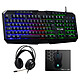 The G-Lab Combo Natrium Ensemble clavier/souris/casque/tapis - interrupteurs à membrane - capteur optique 6400 dpi - son stéréo - rétroéclairage - AZERTY, Français