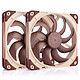 Noctua NF-A14x25 G2 PWM Sx2-PP Kit Push/Pull de 2 ventilateurs 140 mm PWM à cadre carré pour ventirad