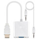 Goobay HDMI male / VGA female adapter + 3.5 mm jack (White). HDMI male to VGA female adapter + 3.5 mm jack - 15 cm.