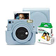 Fujifilm Instax Square SQ1 Bleu Pack Evasion Appareil photo instantané avec contrôle de l'exposition automatique, flash et miroir selfie + 1x Housse assortie + 1 Pack de film Instax