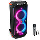 JBL PartyBox 710 + Muse MC-30 WI Noir Enceinte Bluetooth 800 W - Effets lumineux - Prises micro/guitare - USB/AUX - IPX4 - Poignée trolley avec roulettes + Microphones sans-fil (RF)