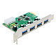 DeLock Carte Contrôleur PCI Express vers 4 ports USB 3.0 Carte contrôleur PCI-Express 2.0 x1 avec 4 ports USB 3.0 externe