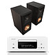 Denon RCD-N12DAB Blanc + Klipsch RP-600M II Ebène Micro-chaîne connectée - 2 x 65 Watts - CD/DAB+/HDMI ARC/USB - Wi-Fi/Bluetooth/AirPlay 2 - Multiroom HEOS - Compatible Google Assistant et Alexa + Enceinte bibliothèque 100 Watts (par paire)