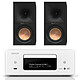 Denon RCD-N12DAB Blanc + Klipsch R-60M Micro-chaîne connectée - 2 x 65 Watts - CD/DAB+/HDMI ARC/USB - Wi-Fi/Bluetooth/AirPlay 2 - Multiroom HEOS - Compatible Google Assistant et Alexa + Enceinte bibliothèque 85 Watts (par paire)