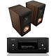 Denon RCD-N12DAB Black + Klipsch RP-600M II Walnut Connected Micro-Sound System - 2 x 65 Watts - CD/DAB+/HDMI ARC/USB - Wi-Fi/Bluetooth/AirPlay 2 - HEOS Multiroom - Google Assistant and Alexa compatible + 100 Watts bookshelf speaker (per pair)