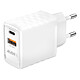 Akashi Chargeur Secteur 20W USB-A Quick Charge 3.0 Blanc Chargeur secteur 20W Power Delivery USB-C + Quick Charge 3.0 USB-A