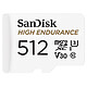 SanDisk High Endurance microSDXC UHS-I U3 V30 512 Go + Adaptateur SD Carte mémoire ultra-endurante MicroSDXC UHS-I U3 V30 512 Go 
