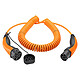 LAPP Câble de recharge spiralé Type 2 11 kW Orange - 5m Câble de recharge spiralé pour voitures hybrides et électriques avec raccordement de Type 2