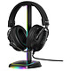 The G-Lab K-Stand Neon HUB USB (Noir) Support pour casque RGB - base antidérapante - Hub USB 2 ports - noir