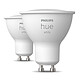 Philips Hue White Ambiance GU10 5.5 W Bluetooth x 2 Pack de 2 Ampoules blanc chaud GU10 - 5.5 Watts