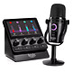 Hercules Stream Starter Kit Contrôleur audio jusqu'à 8 pistes avec écran LCD et 4 boutons rotatifs multifonctions pour streamer (Windows) + microphone
