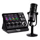 Hercules Stream Essentials Kit Contrôleur audio jusqu'à 8 pistes avec écran LCD et 4 boutons rotatifs multifonctions pour streamer (Windows) + microphone