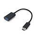 Akashi Adaptateur USB Femelle vers USB-C Mâle Noir Adaptateur USB-A Femelle vers USB-C Mâle